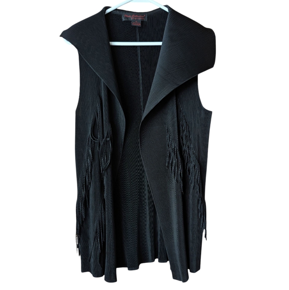 pleats collection by pings imports inc women's black issey Miyake vest XL